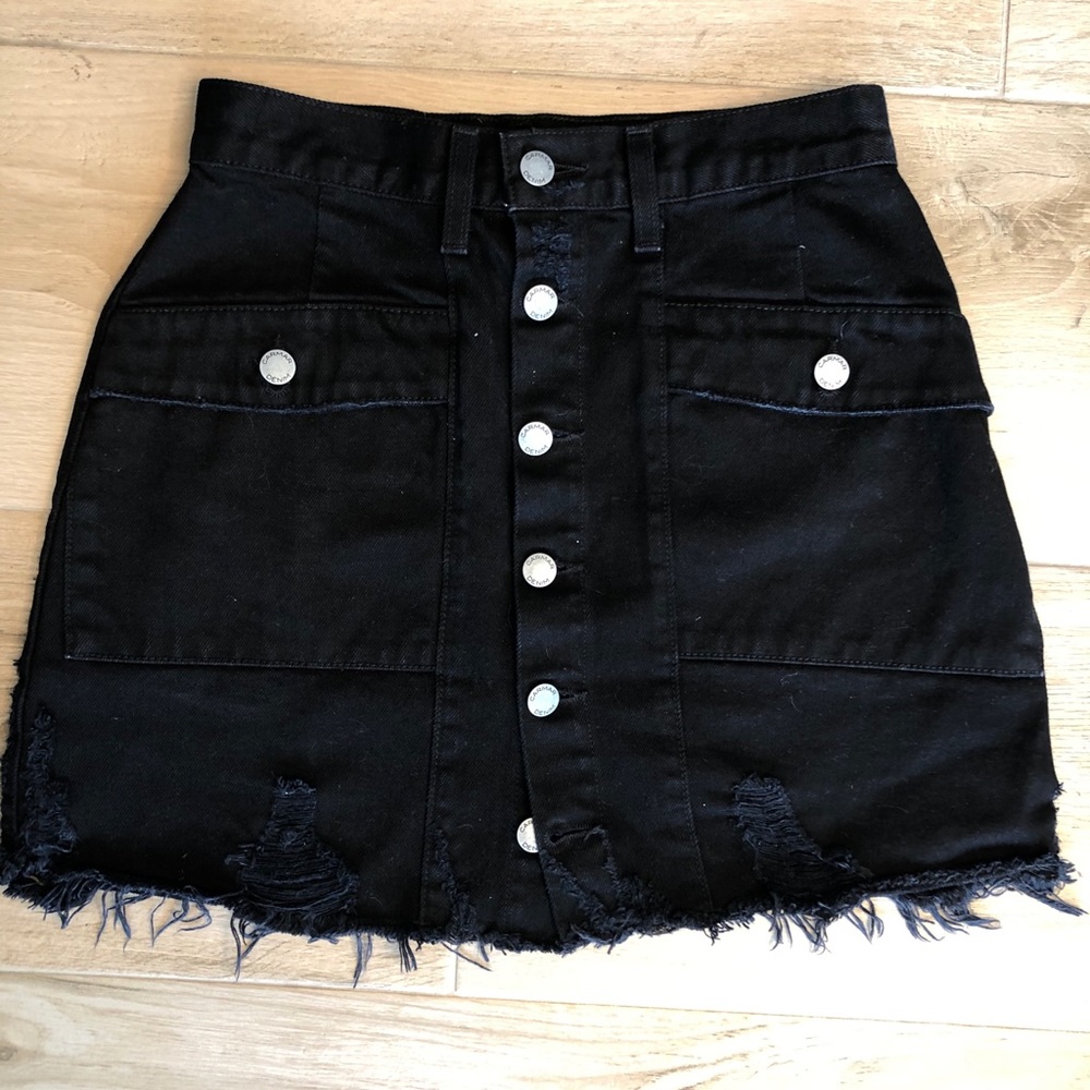 CARMAR DENIM Black Lincoln Button Front Skirt